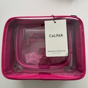 Calpak Medium Pink Clear Cosmetics Case - NWT!